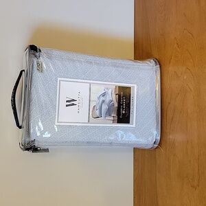 Wamsutta Queen Size Blue Waffle Knit Cotton Blanket